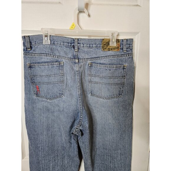 Skin Industry Blue Jeans Mens 36x30 Straight Leg Vtg 90s Button Fly Pink Lady - Picture 7 of 13